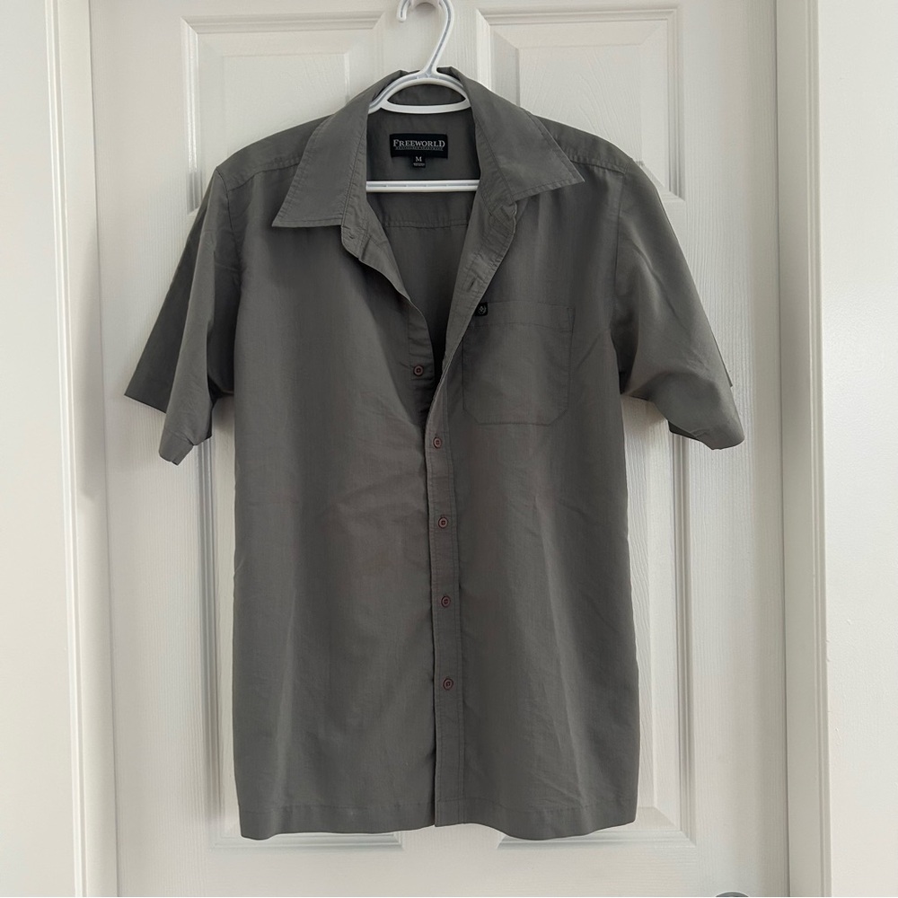 Men's Gray Casual Button Down Shirt